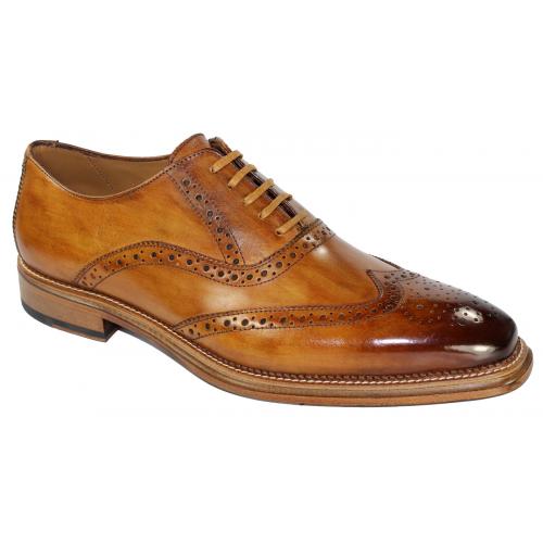 Emilio Franco 211 Cognac Genuine Calf Medallion Oxford Shoes.